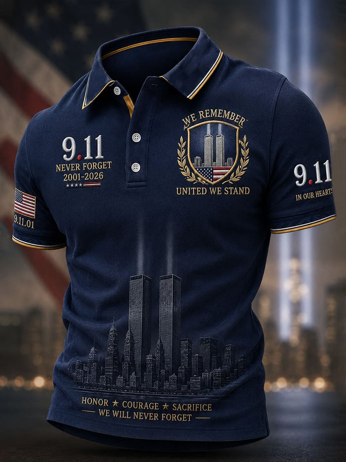 9 11 Honor Courage Sacrifice 25th Anniversary Polo Shirt, Polo Shirts For Men, Patriotic Shirt