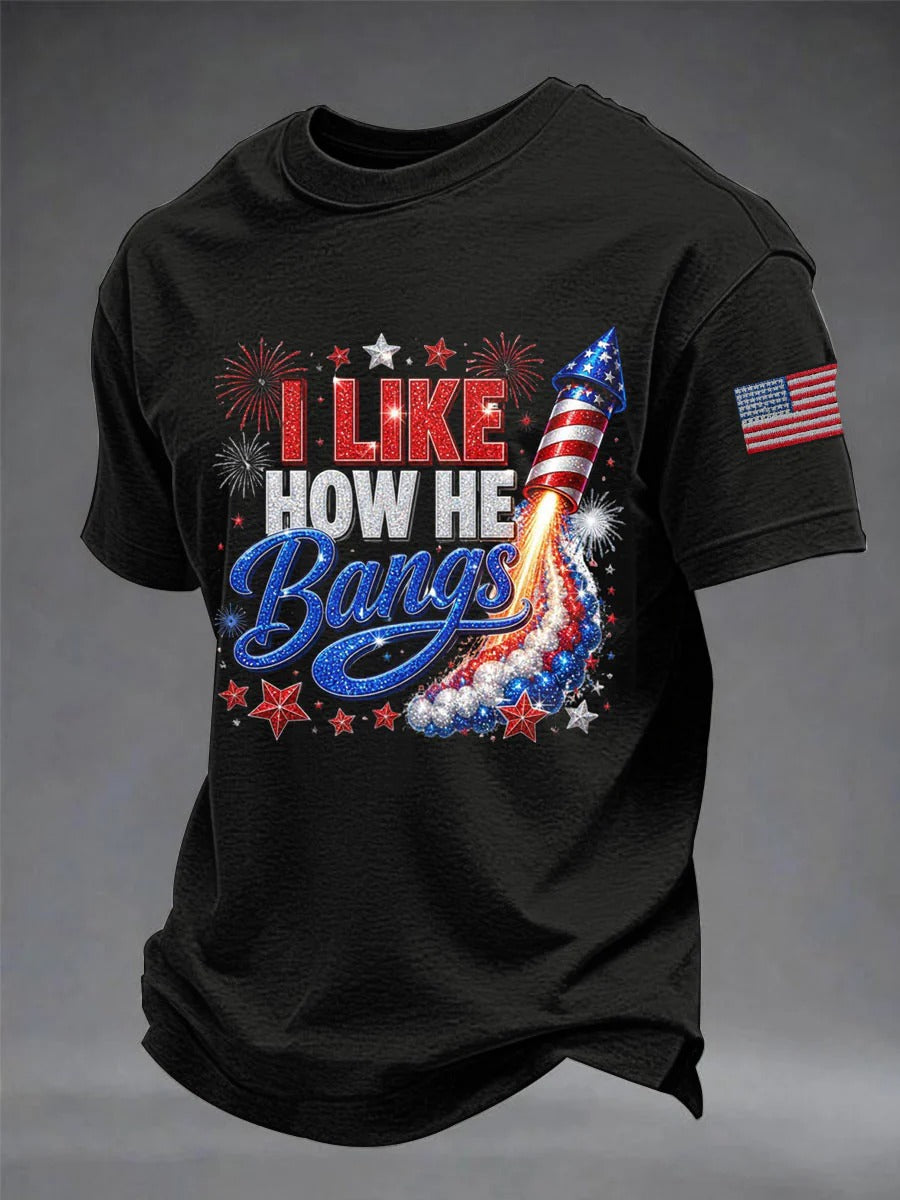 Funny I Like How He Bangs Firework Men's T-Shirt, Patriotic T-Shirt, America Shirt