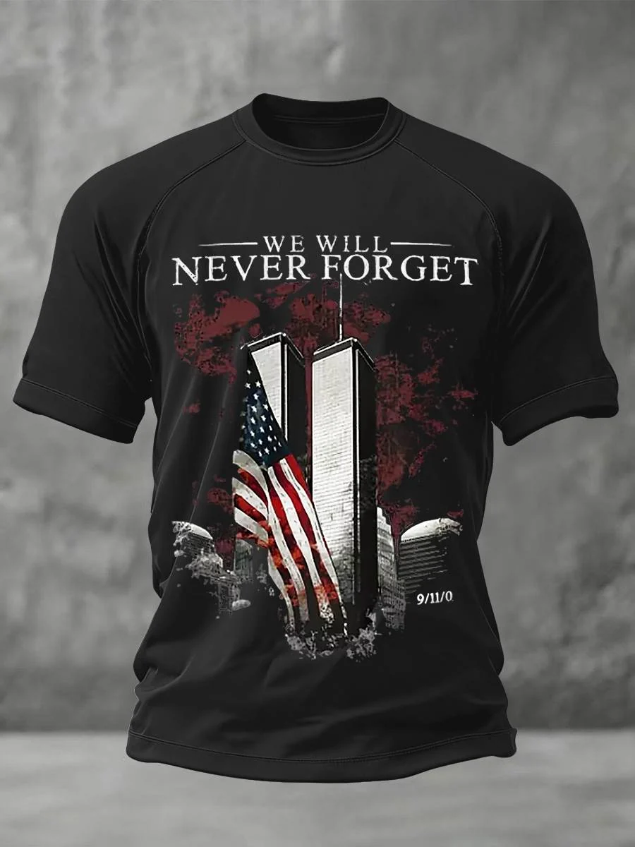 We Will Never Forget 9 11 Twin Towers Shirt, Graphic T-Shirt For Men, Memorial Shirt