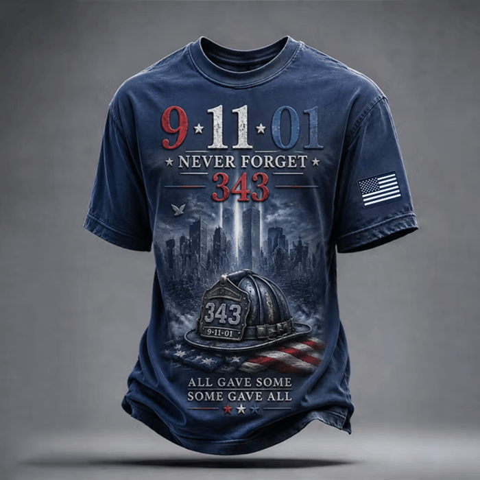 Never Forget 343 Firefighter September 11 Shirt, Graphic T-Shirt For Men, Memorial Shirt