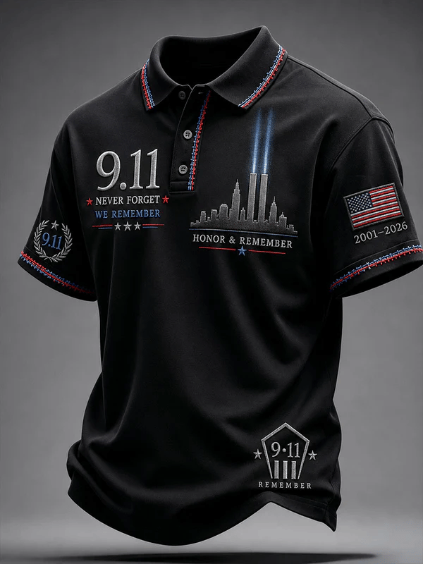 9 11 Honor And Remember 25th Anniversary Polo Shirt, Mens Polo Shirts, Memorial Shirt
