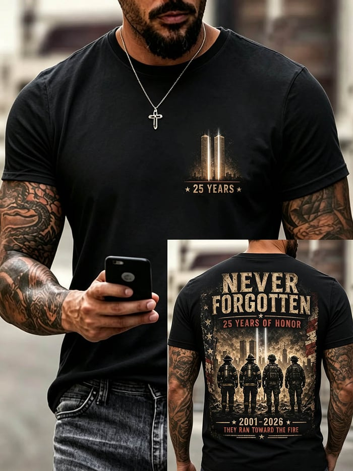 They Ran Toward The Fire 25th Anniversary Shirt, Graphic Tee For Men, 9 11 Memorial Shirt