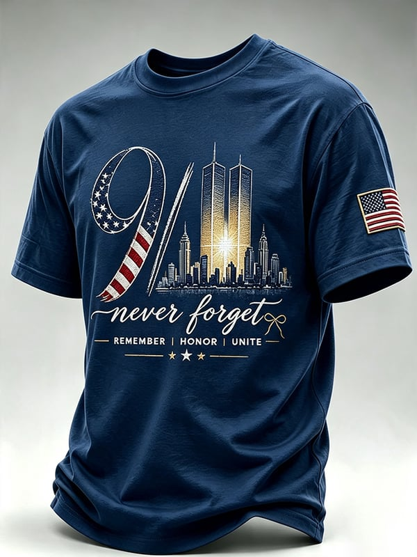 September 11 Never Forget New York Skyline Shirt, Graphic T-Shirt For Men, Memorial Shirt
