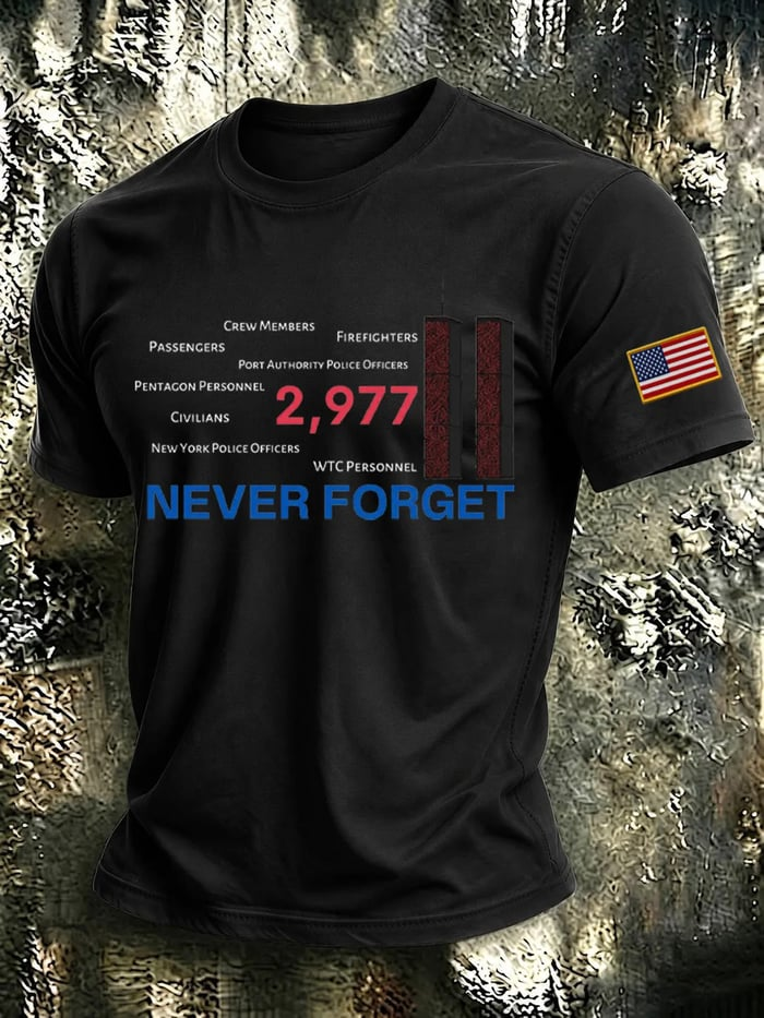 Never Forget 2977 September 11 Memorial Shirt, Graphic Tee For Men, American Flag Shirt