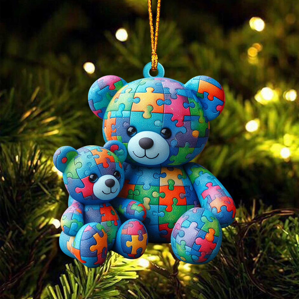 Mama Bear Autism Awareness Custom Acrylic Ornament, Gift For Autism
