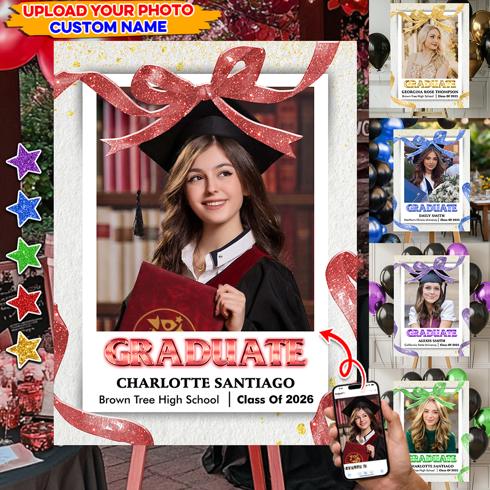 Custom Graduation Welcome Sign - Personalized Welcome Sign - Custom Photo Welcome Sign - Graduation Gifts - Bow Class Of 2026