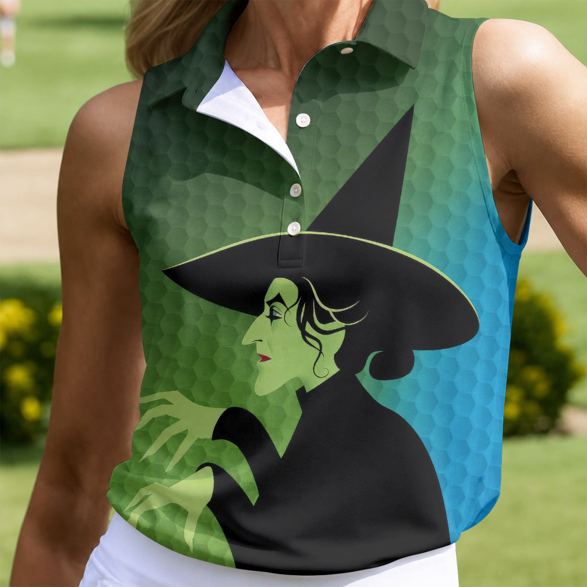 Green Witch Horror Character Halloween Golf Polo Shirt, Witch Costume Shirt, Golf Shirts For Women