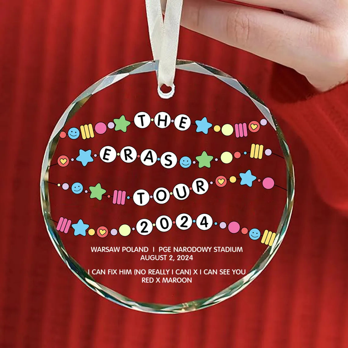 CustomFam The Eras Tour 2025 Christmas Glass Ornament, Gift For Swifties