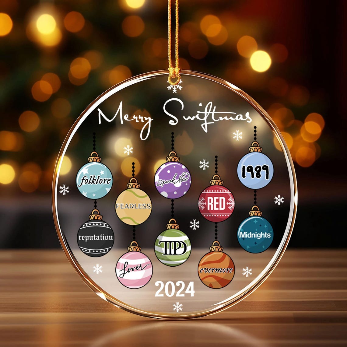 Merry Swiftmas Acrylic Ornament, Swiftie Ornament, The Eras Tour 2024, Gifts For Swifties