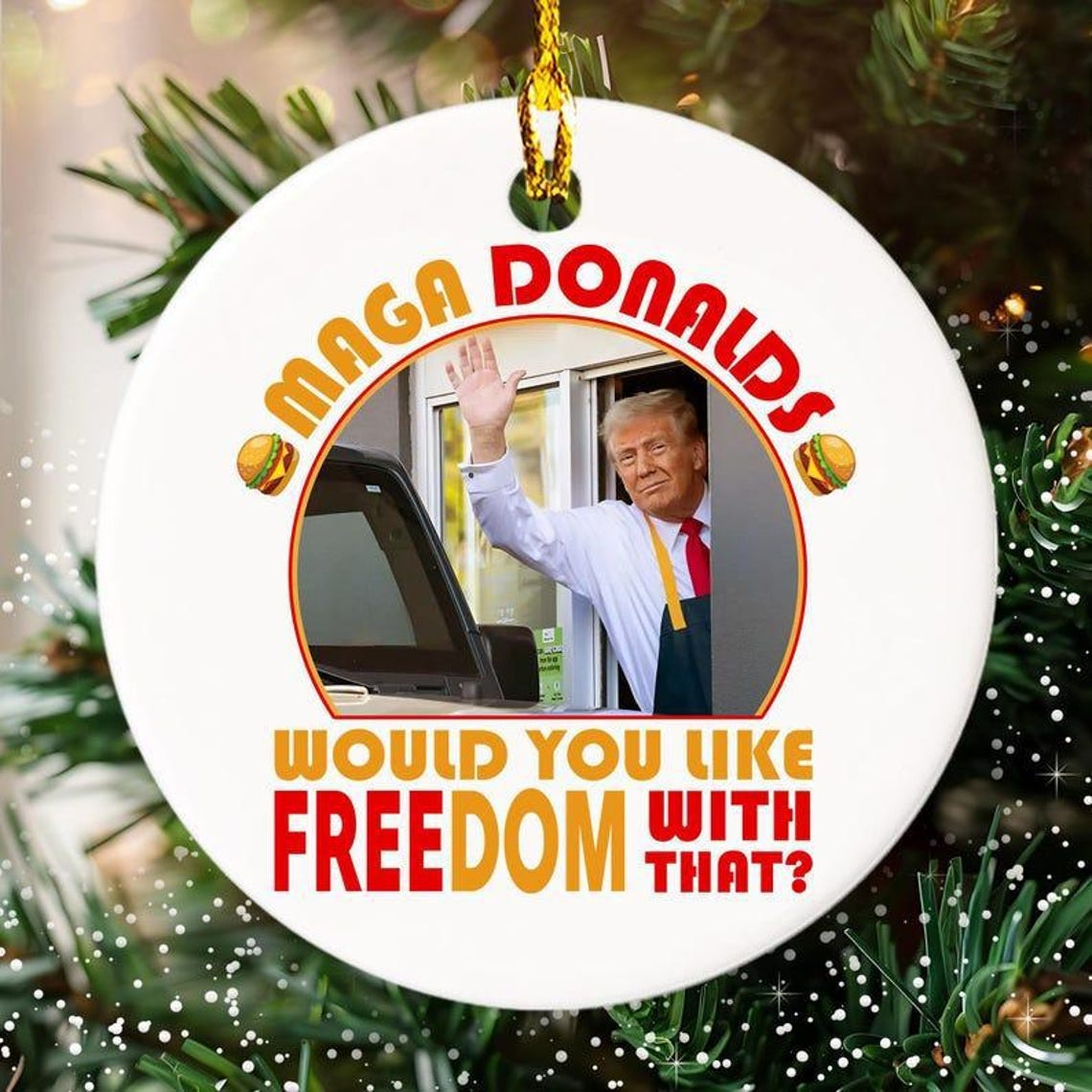 MAGA Donald Trump2024 Ornament, Funny Political Ceramic Ornament, Christmas Decor
