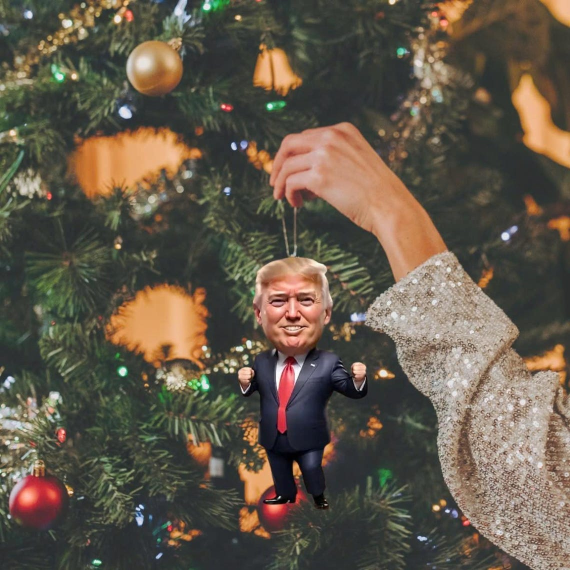 Trump2024 Cheer Up Acrylic Ornament, Funny Political Ornament, Christmas Decor