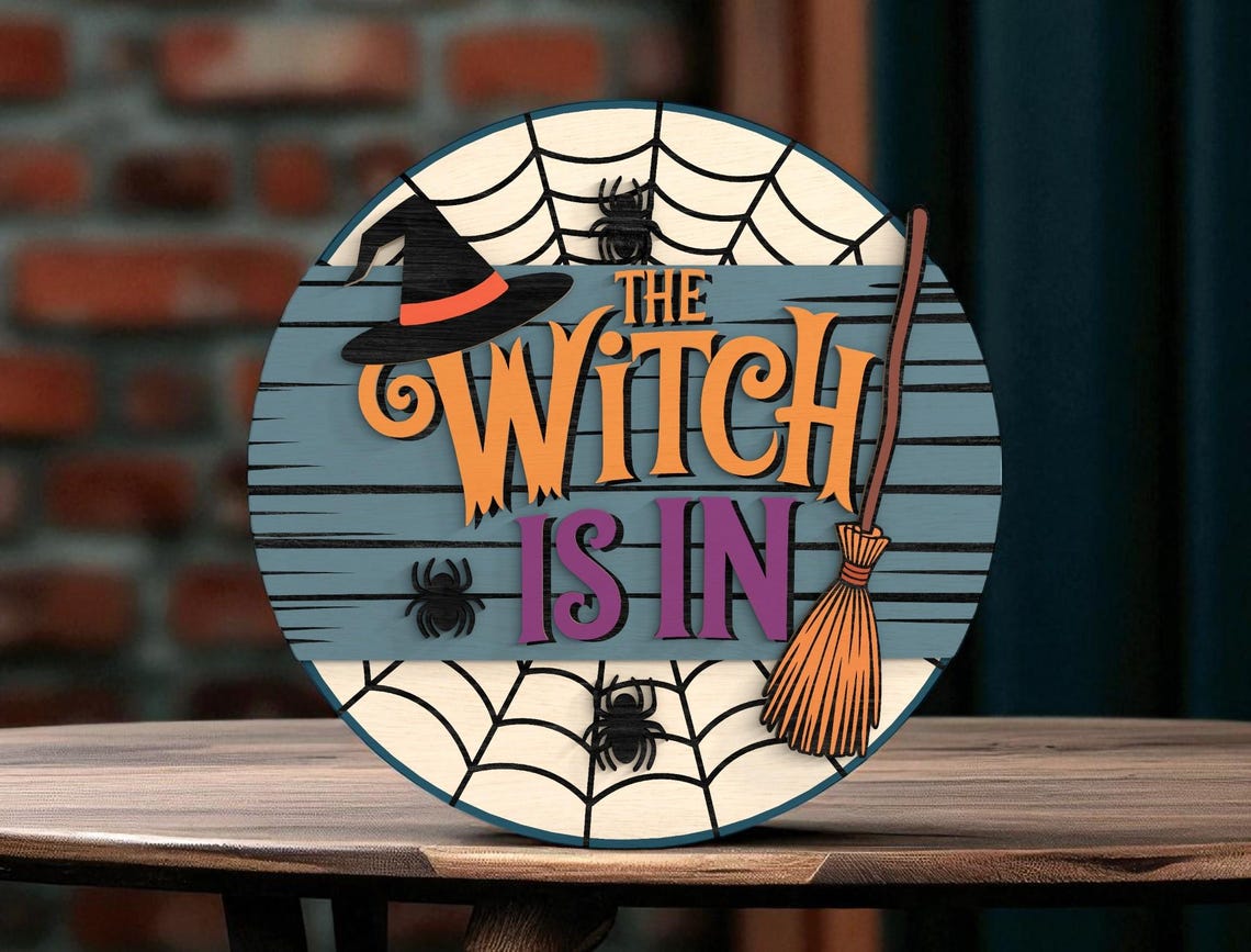 The Witch Is In Wood Signs Outdoor, Halloween Door Decoration Ideas, Halloween Yard Decorations