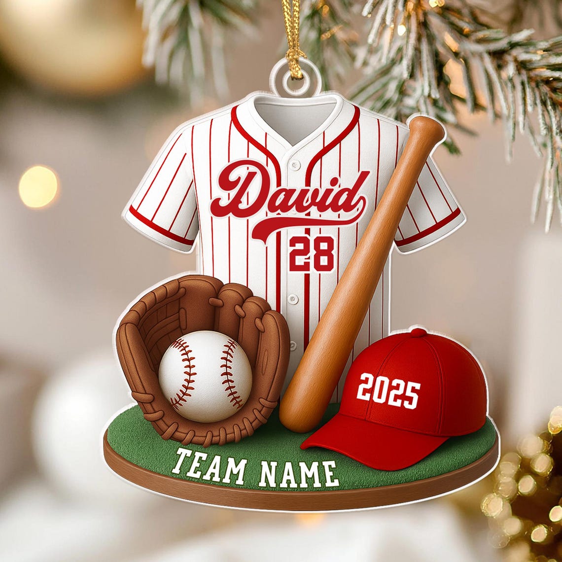 Personalized Baseball Ornament, Acrylic Custom Ornaments, Baseball Christmas Gift, Gift For Baseball Lover