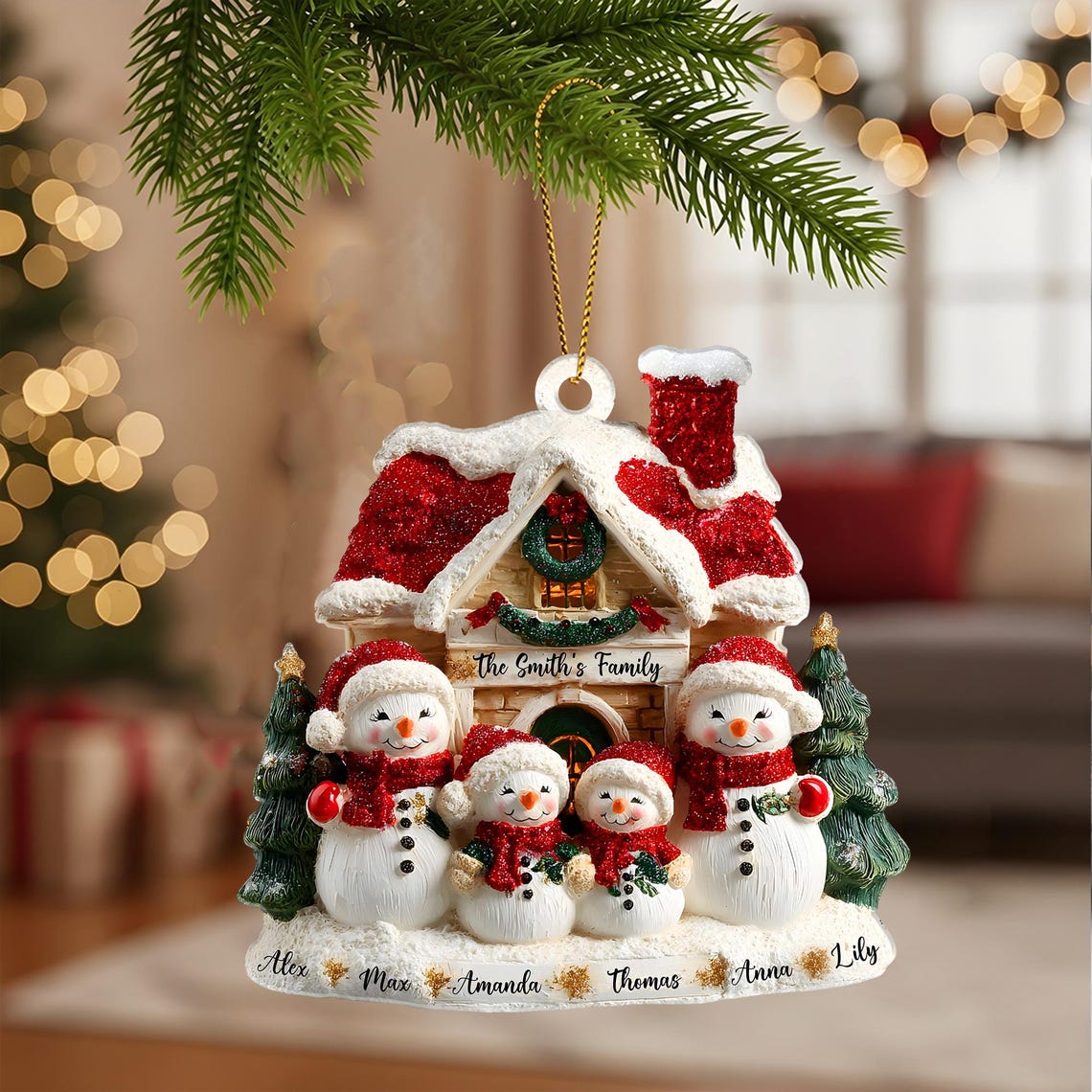 Custom Snowman Family Christmas Acrylic Ornament, Family Decoration, Snowman Christmas Ornament
