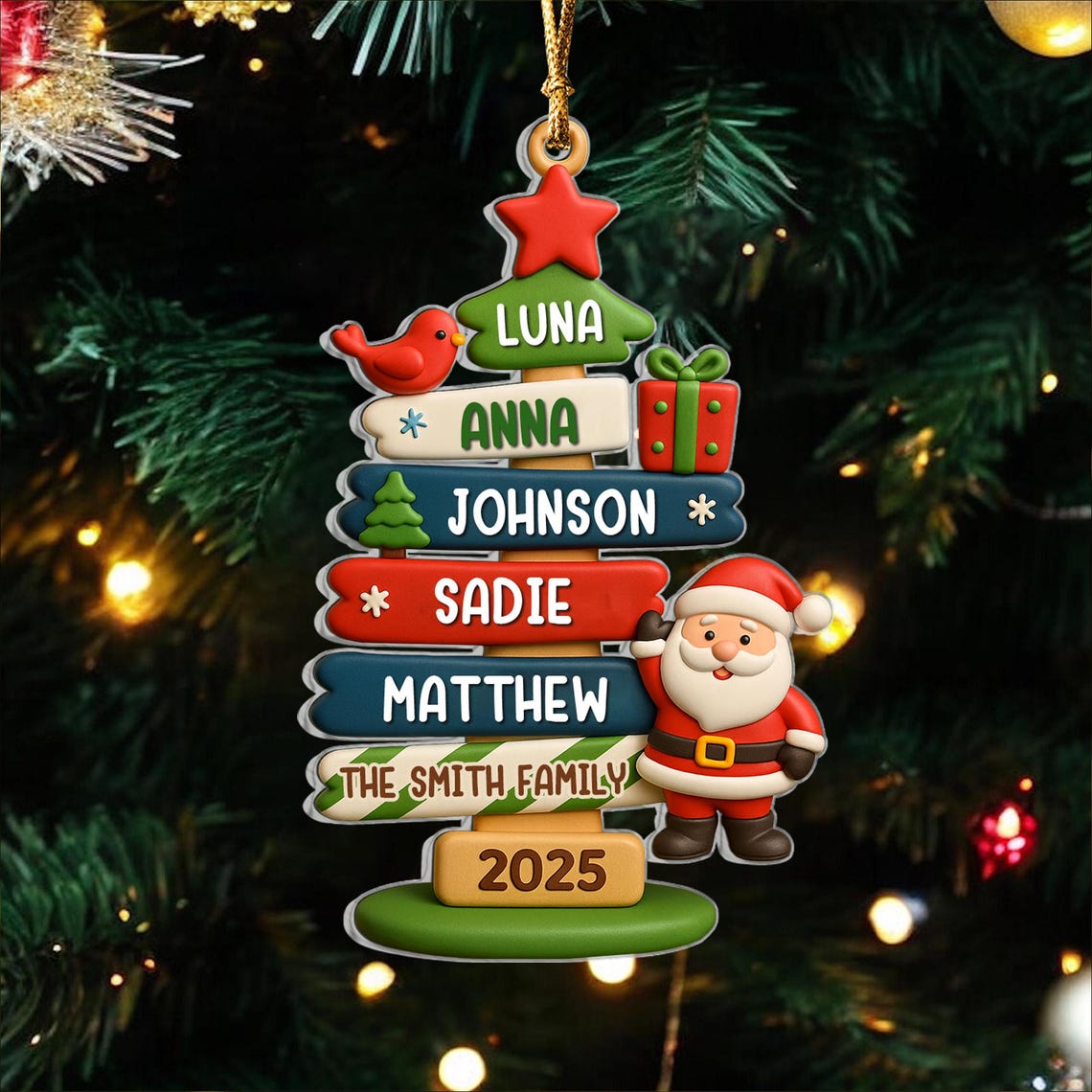 Cute Christmas Tree Acrylic Ornament, Family Decoration, Family Christmas Ornament
