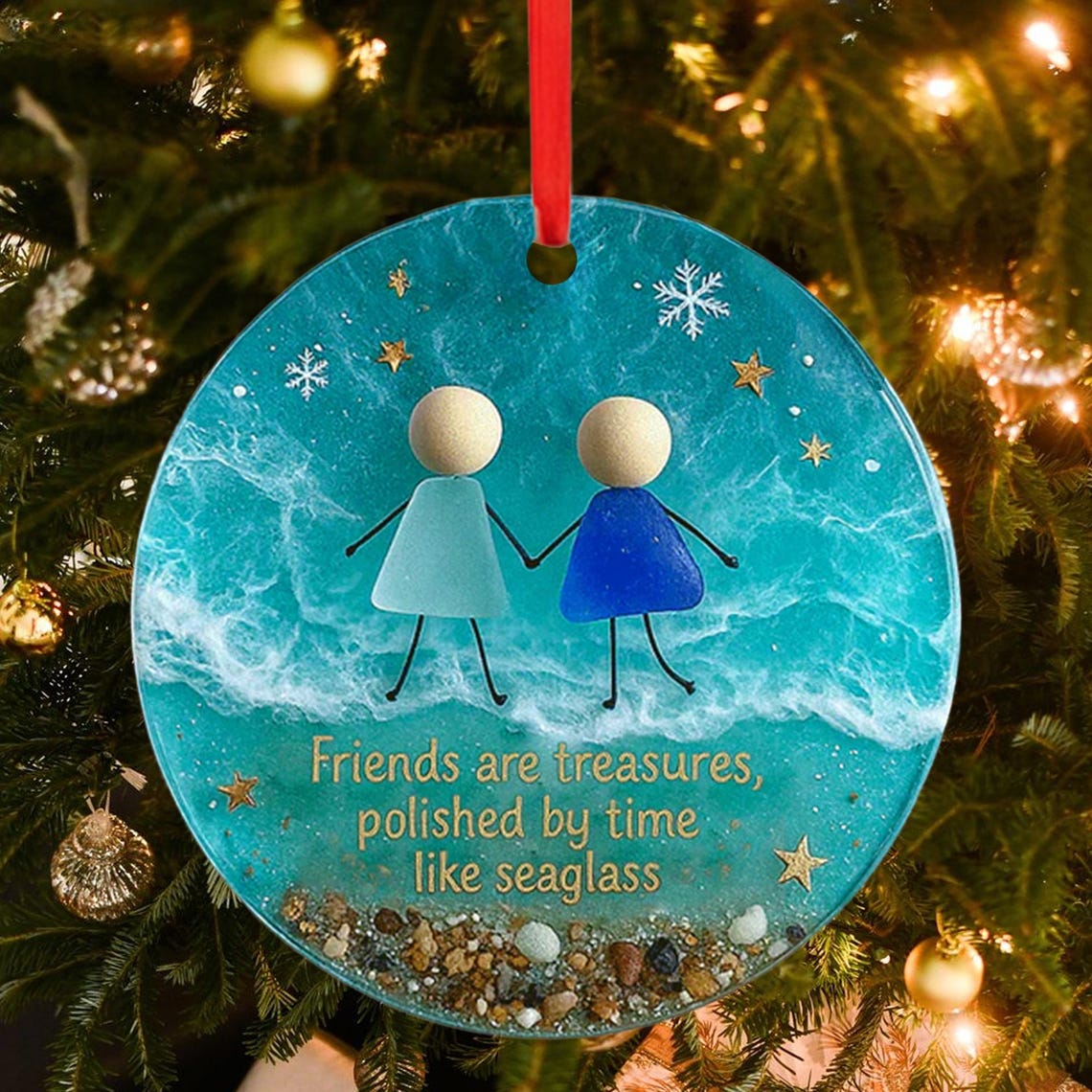 Friends Are Treasure Ornament, Best Friend Christmas Ornament, Ceramic Ornament, Christmas Ornament