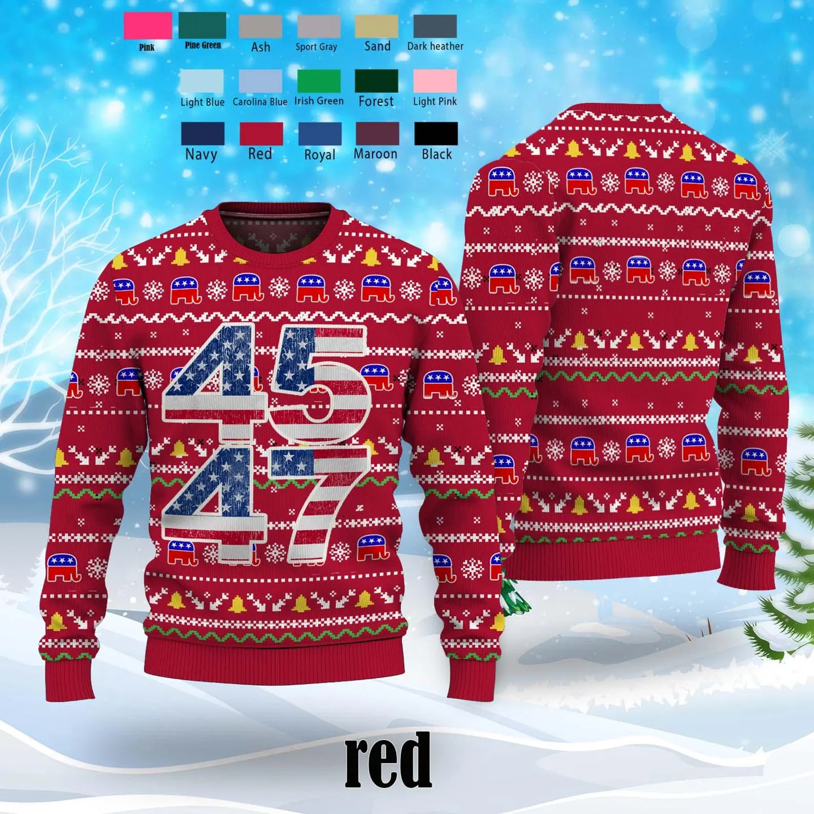 45 47 Ugly Christmas Sweater, Trump2024 Take America Back, Patriotic Gift