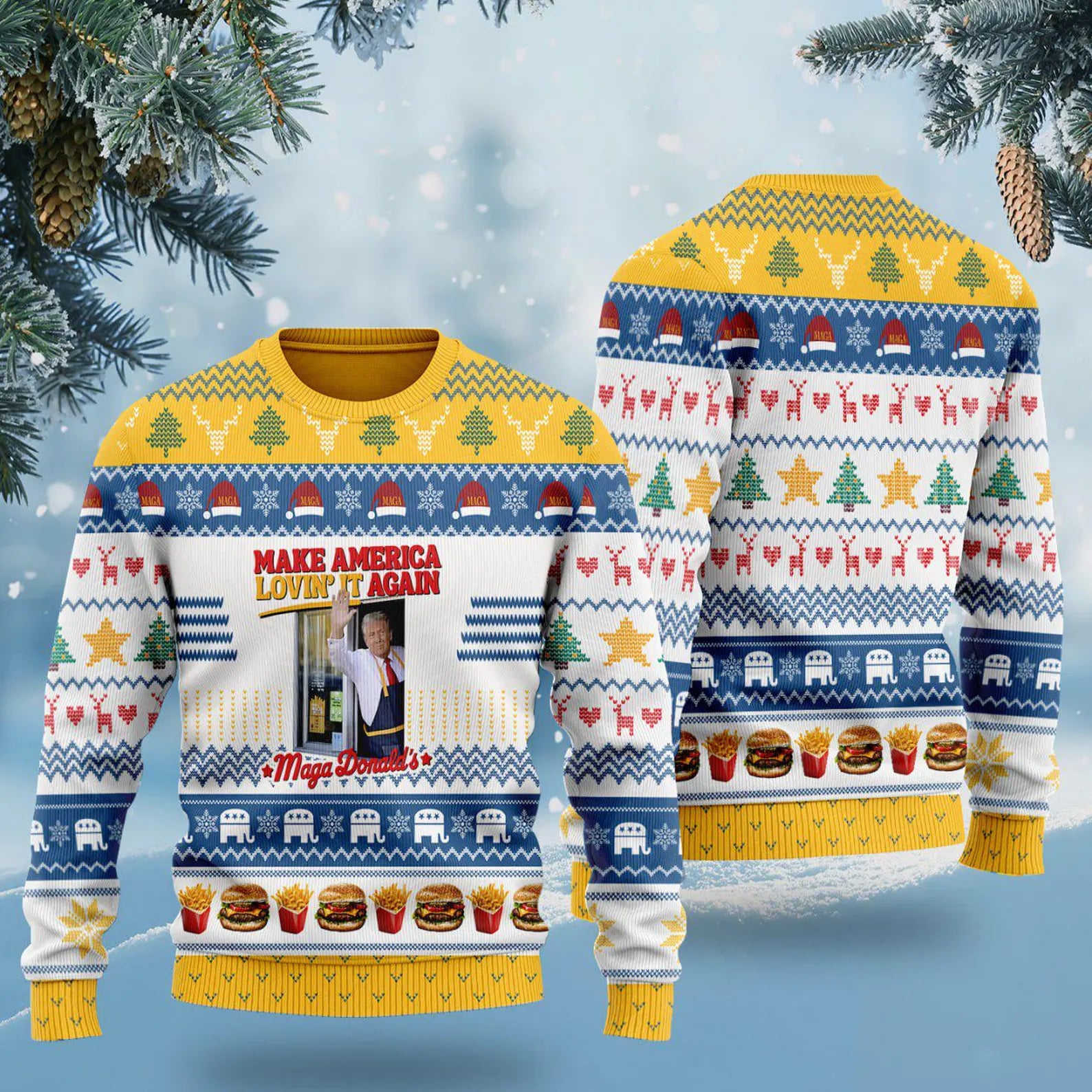 Trump2024 MakeAmericaGreatAgain Ugly Sweater, Patriotic Santa Claus Christmas Shirts