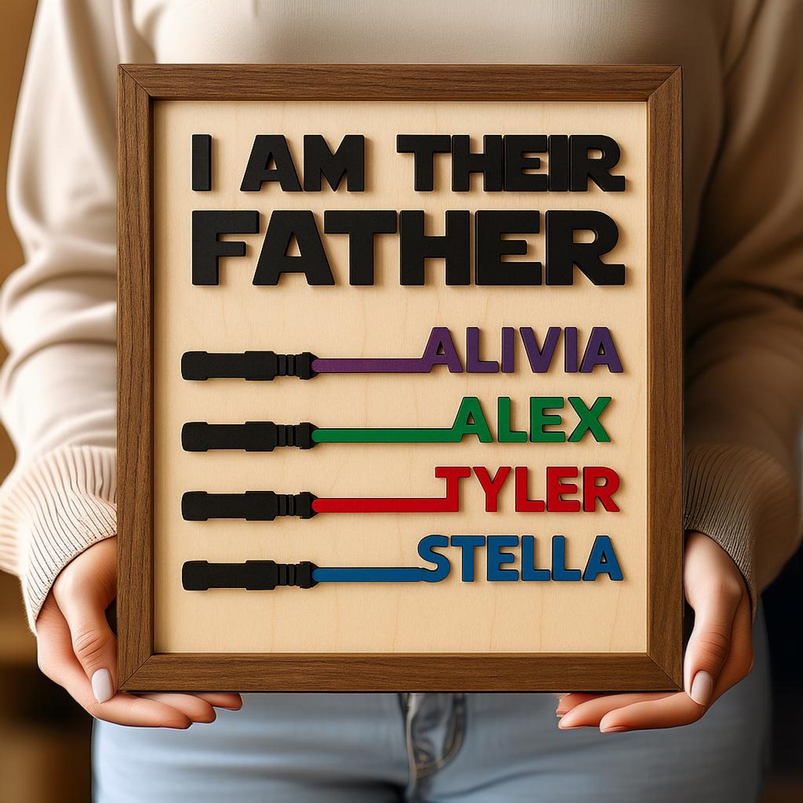 I Am Their Father Custom Star Wars Lightsaber Wood Sign, Happy Father's Day Gifts