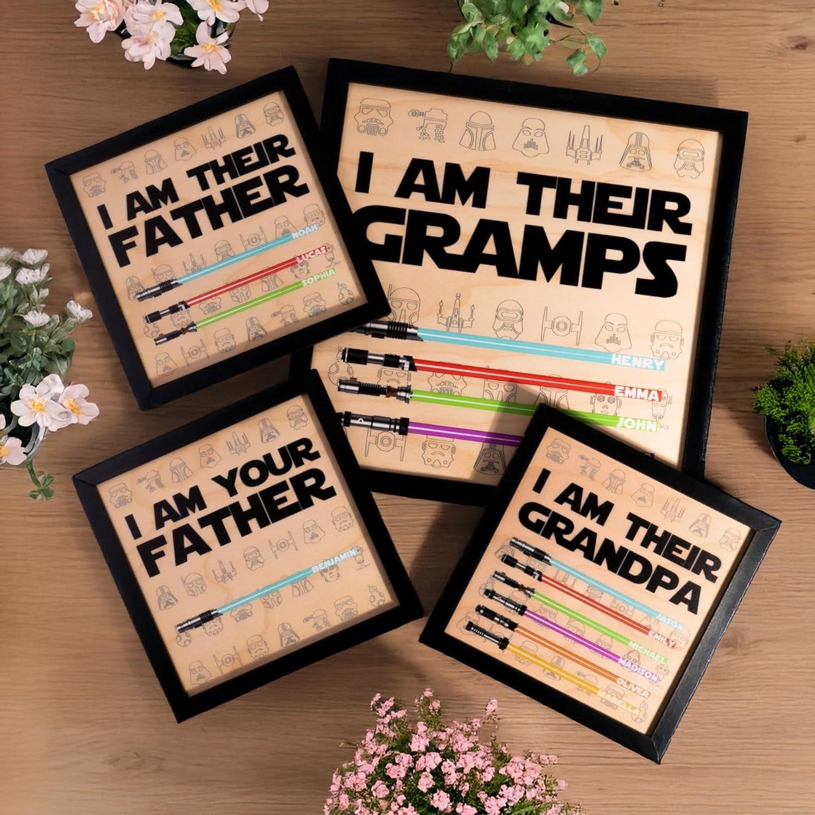 I Am Their Father Custom Star Wars Lightsaber Wood Sign, Father's Day Gift for Dad