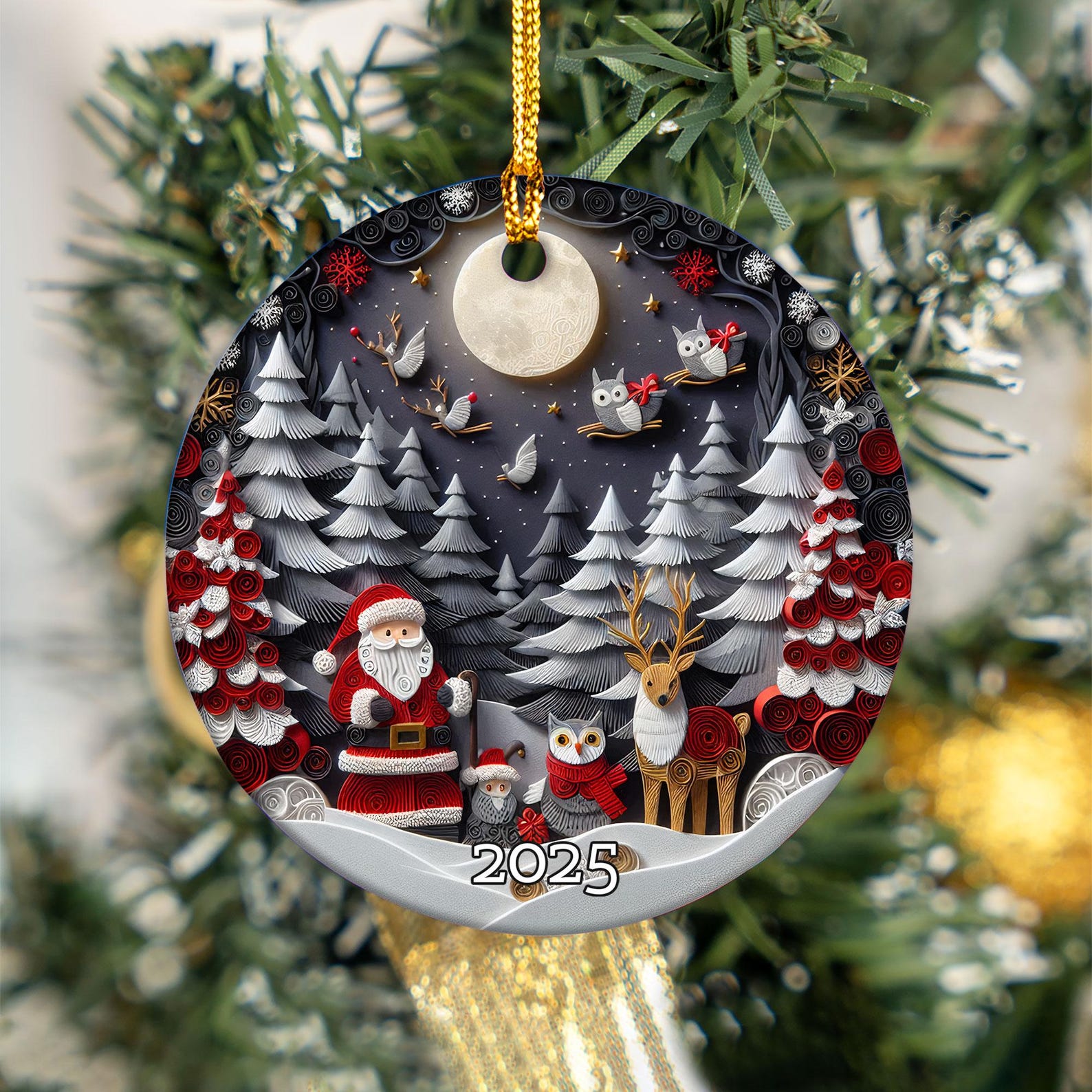 Santa Ceramic Ornament, Decorative Ornament, Ceramic Ornament, Holiday Gifts, Christmas Ornament