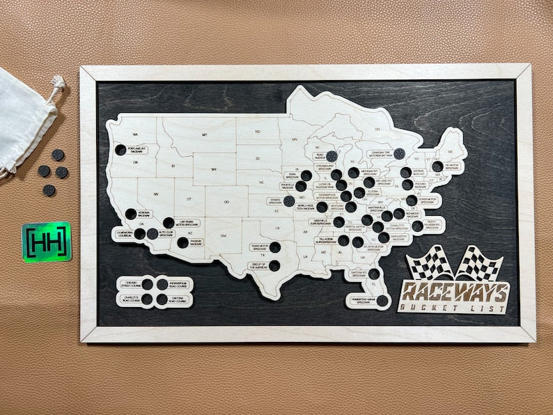 Raceways Travel Map With Pins, Fathers Day Gift, Gifts for F1 Fans