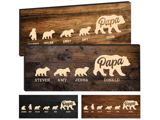 Personalized Name Wood Sign, Gifts for Dad, Dad Sign, Birthday Gift for Dad, Gifts from Daughter, Papa Bear Sign