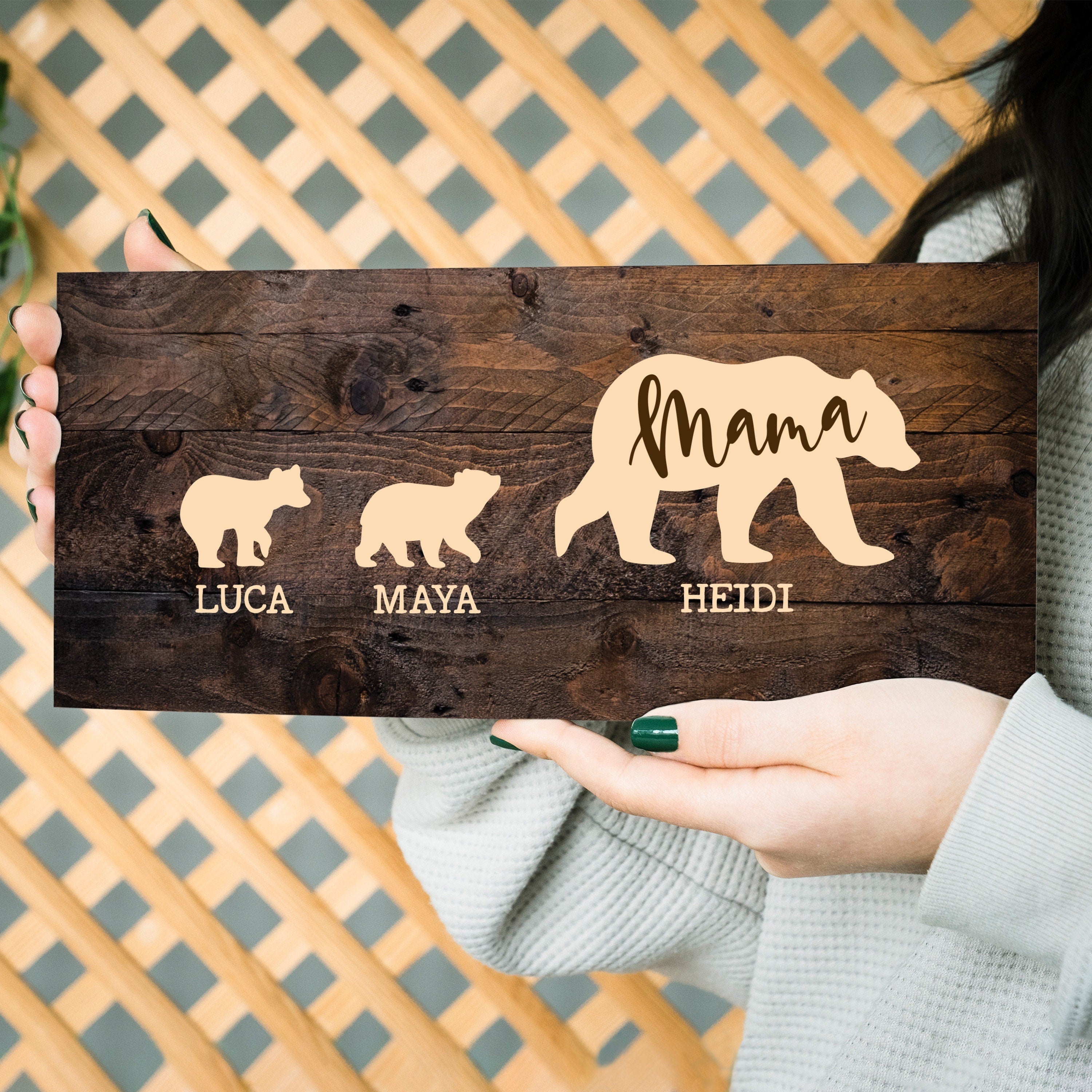 Mama Bear Family Custom Wood Sign, Mother's Day Gift, Father's Gift, Home Decor