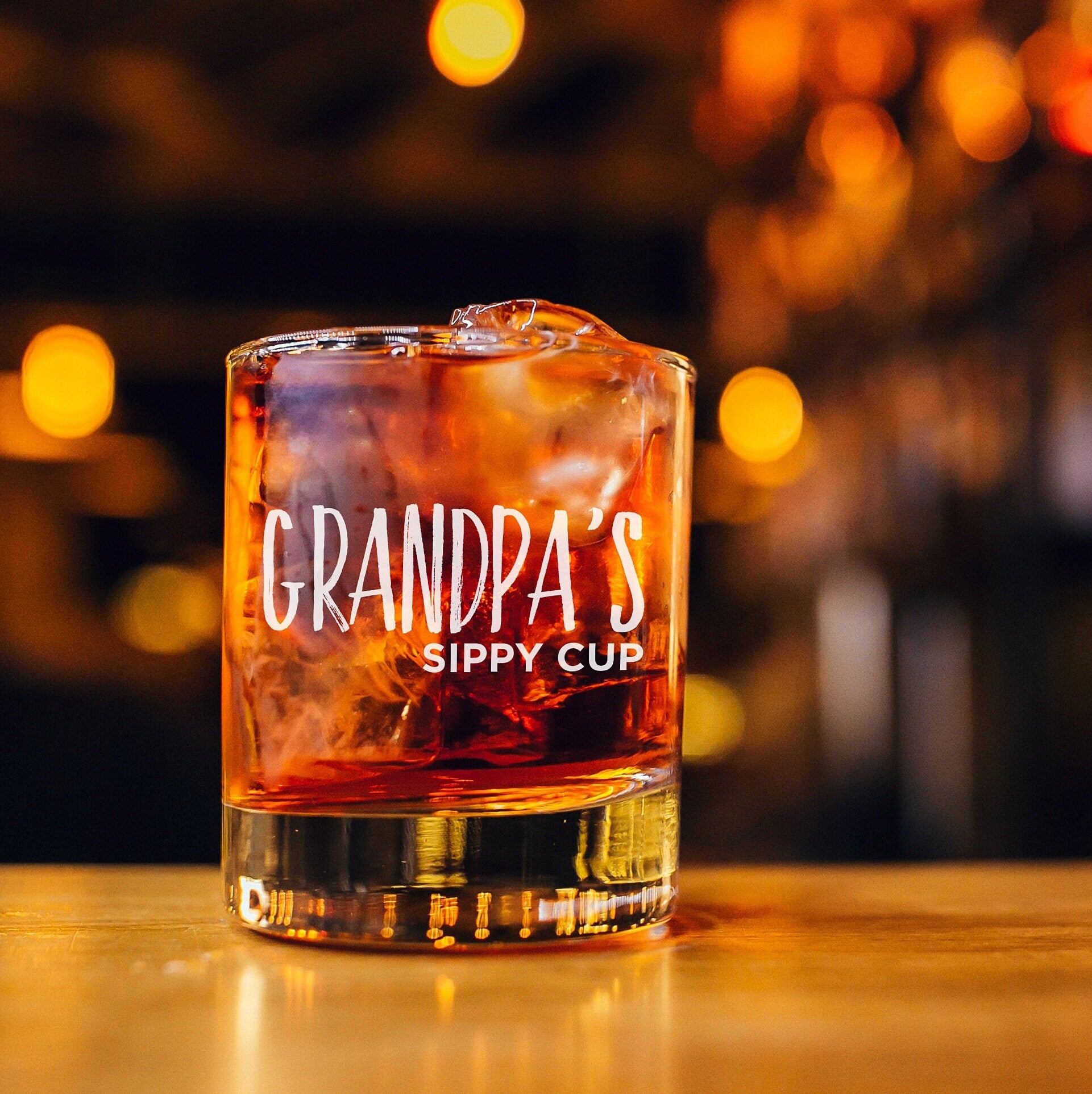Grandpa's Sippy Cup Custom Whiskey Glass, Cocktail Glass, Father's Day Gifts