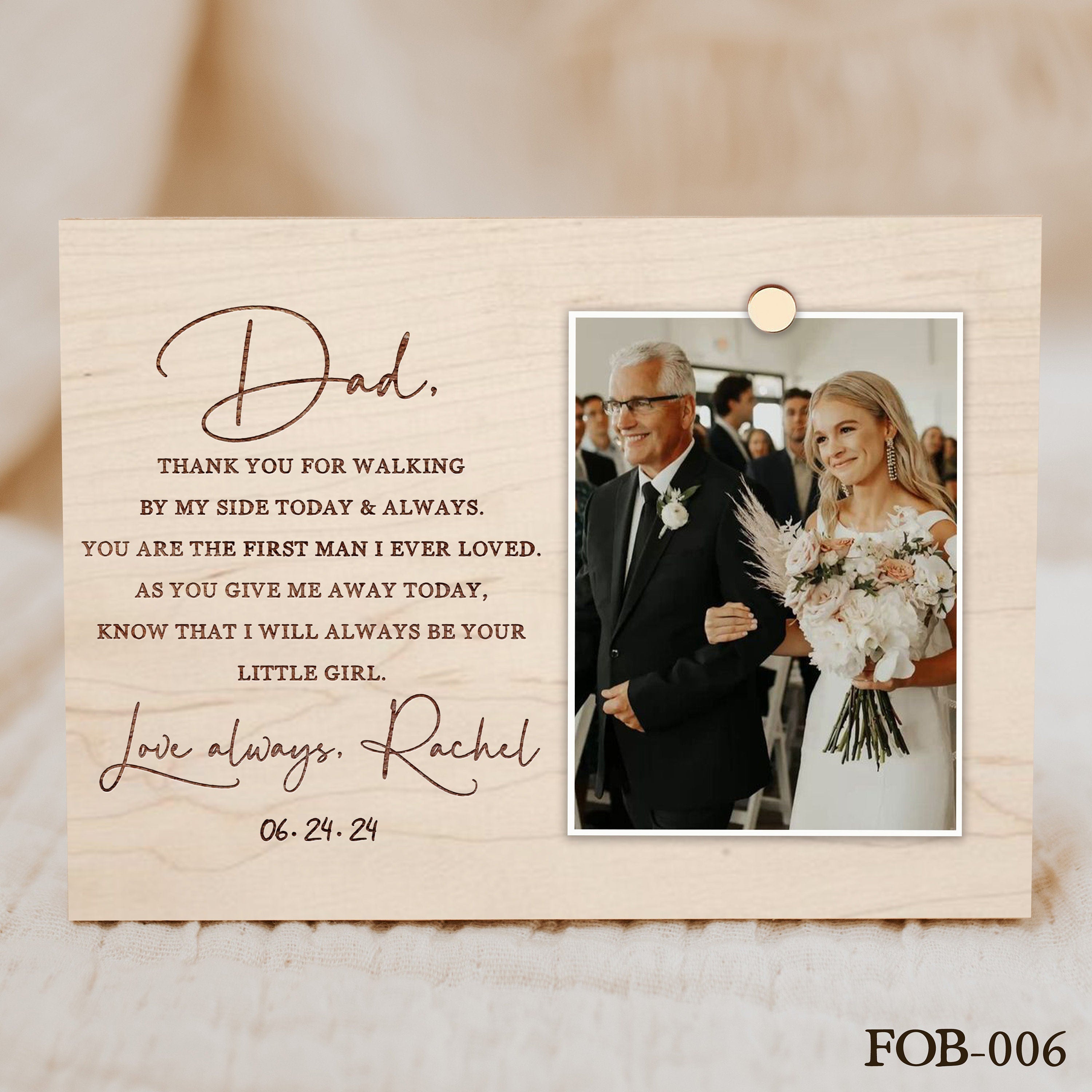 Father Of The Bride Custom Picture Wood Plaque, Wedding Gift, Sentimental Gifts