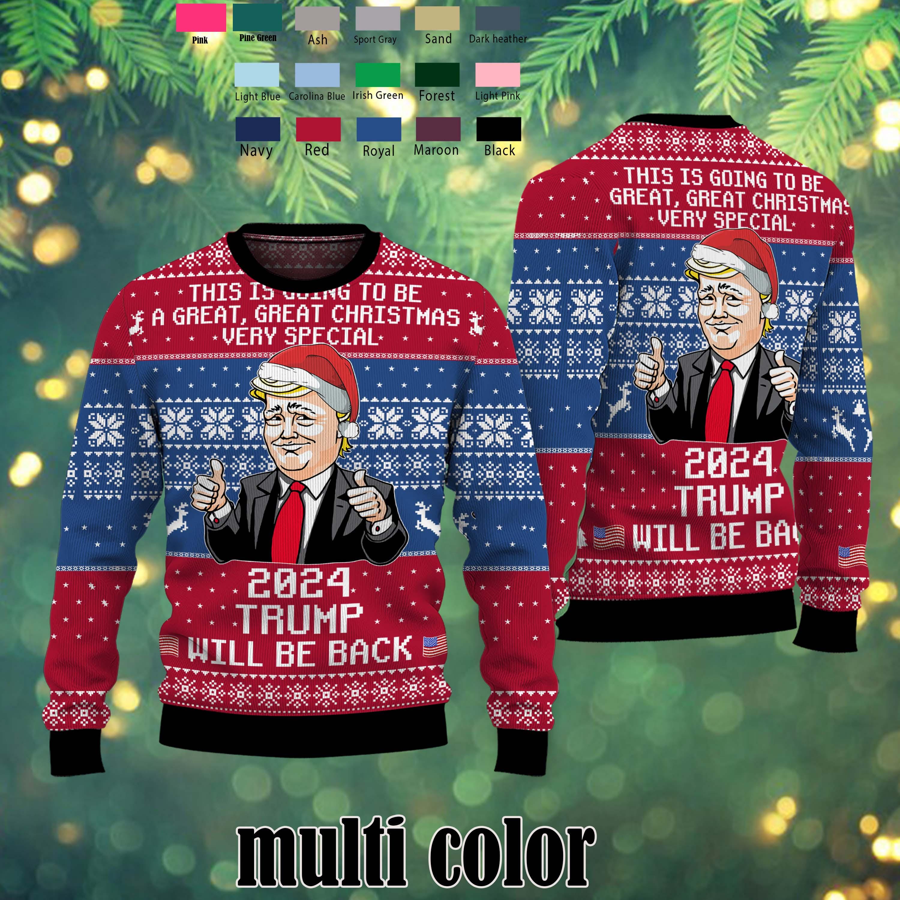 Make USA Great Again Trump2024 Funny Christmas Ugly Sweater, Funny Political Shirts, Christmas Gifts