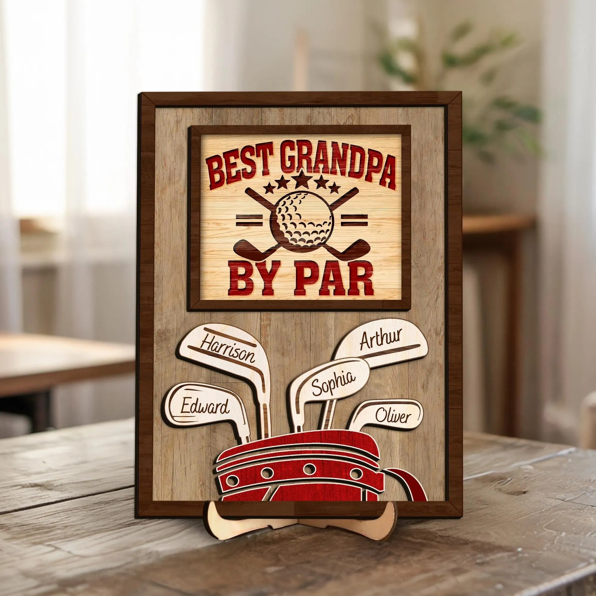 Best Grandpa By Par Custom Wooden Sign, Golf Decor, Dad Golf Gifts