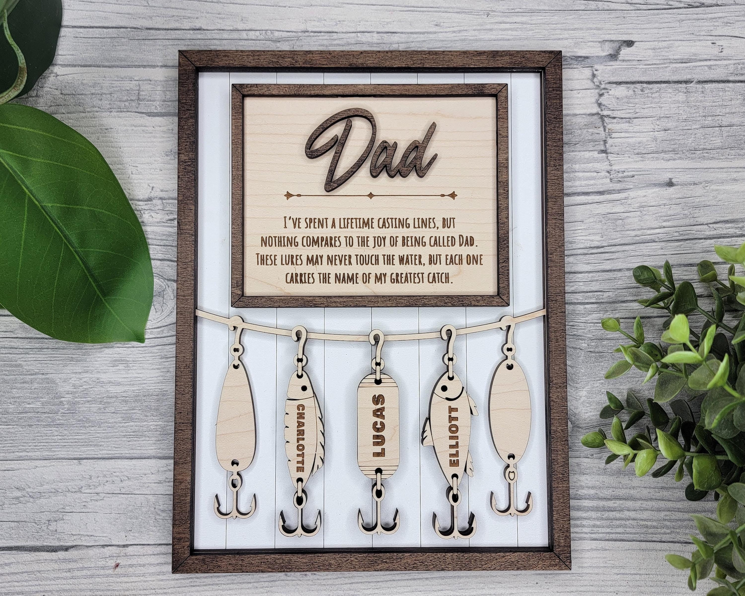 Dad's Fishing Lure Custom Wooden Sign, Fishing Father's Day gifts – CustomFam
