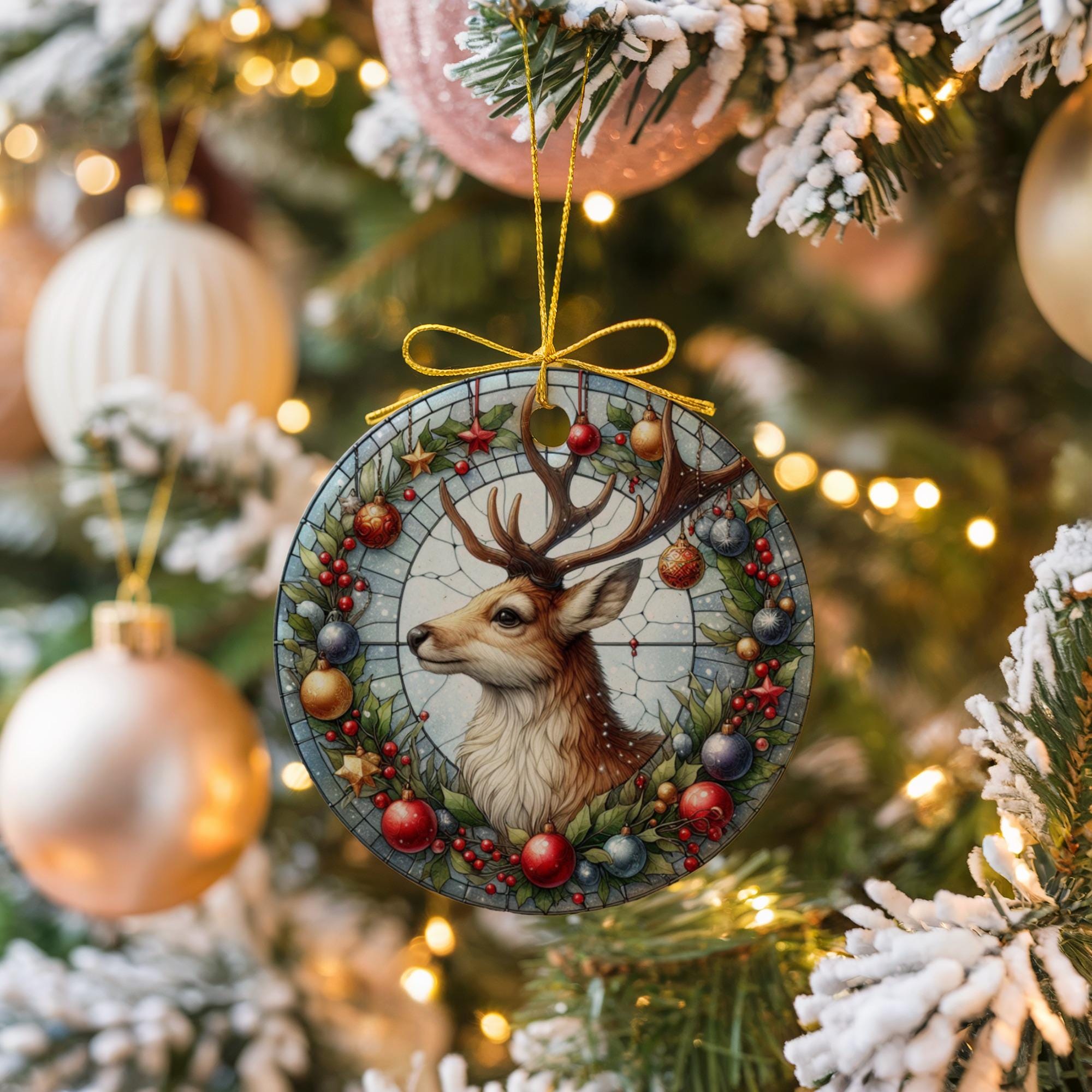Reindeer Ornament, Decorative Ornament, Christmas Ceramic Ornament, Holiday Gift, Christmas Decor