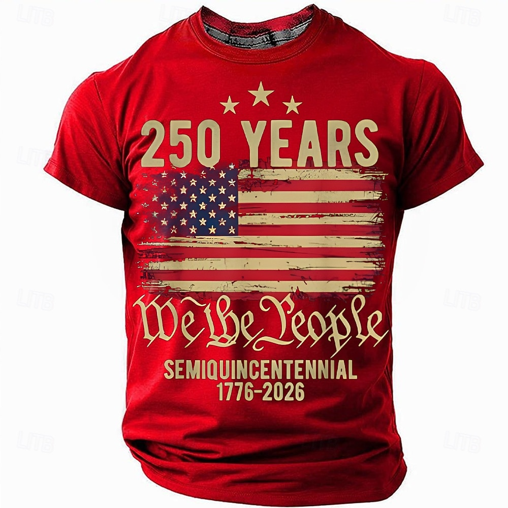250 Years We The People Semiquincentennial Red Patriotic T-Shirt, 4th Of July Men's Shirt