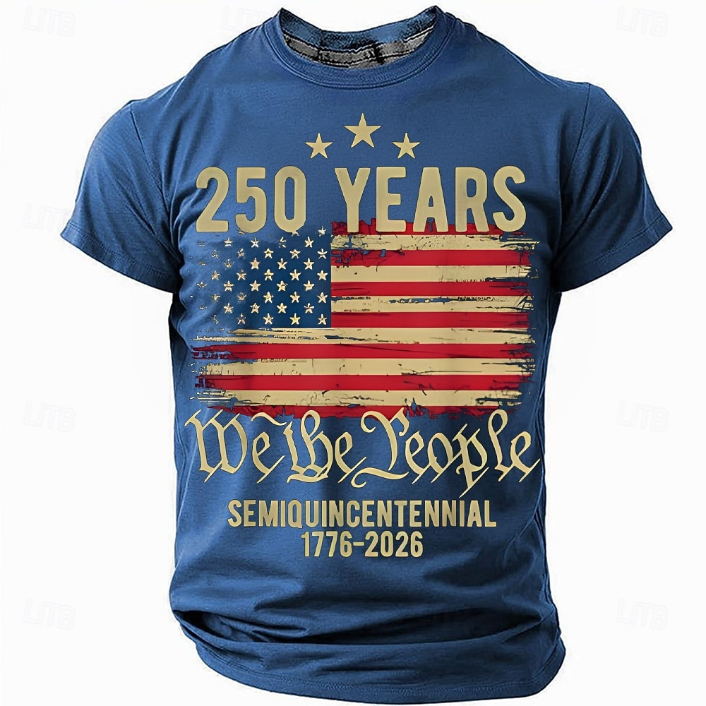 250 Years We The People Semiquincentennial Blue Patriotic T-Shirt, 4th Of July Men's Shirt