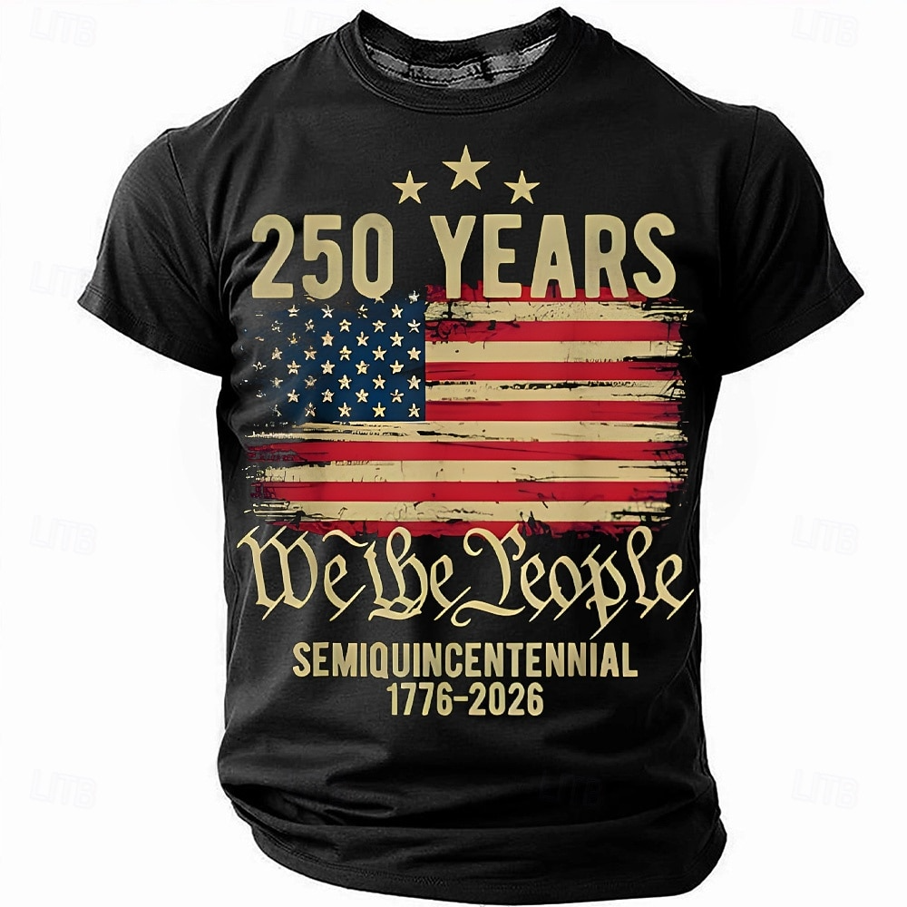 250 Years We The People Semiquincentennial Black Patriotic T-Shirt, 4th Of July Men's Shirt
