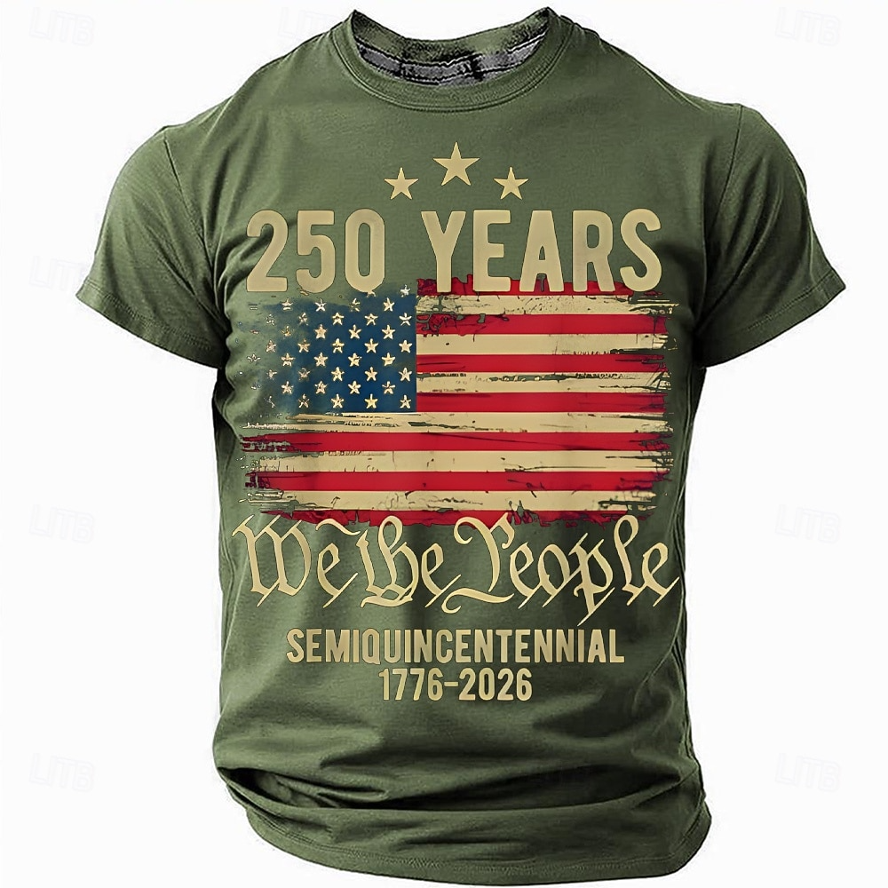 250 Years We The People Semiquincentennial Green Patriotic T-Shirt, 4th Of July Men's Shirt