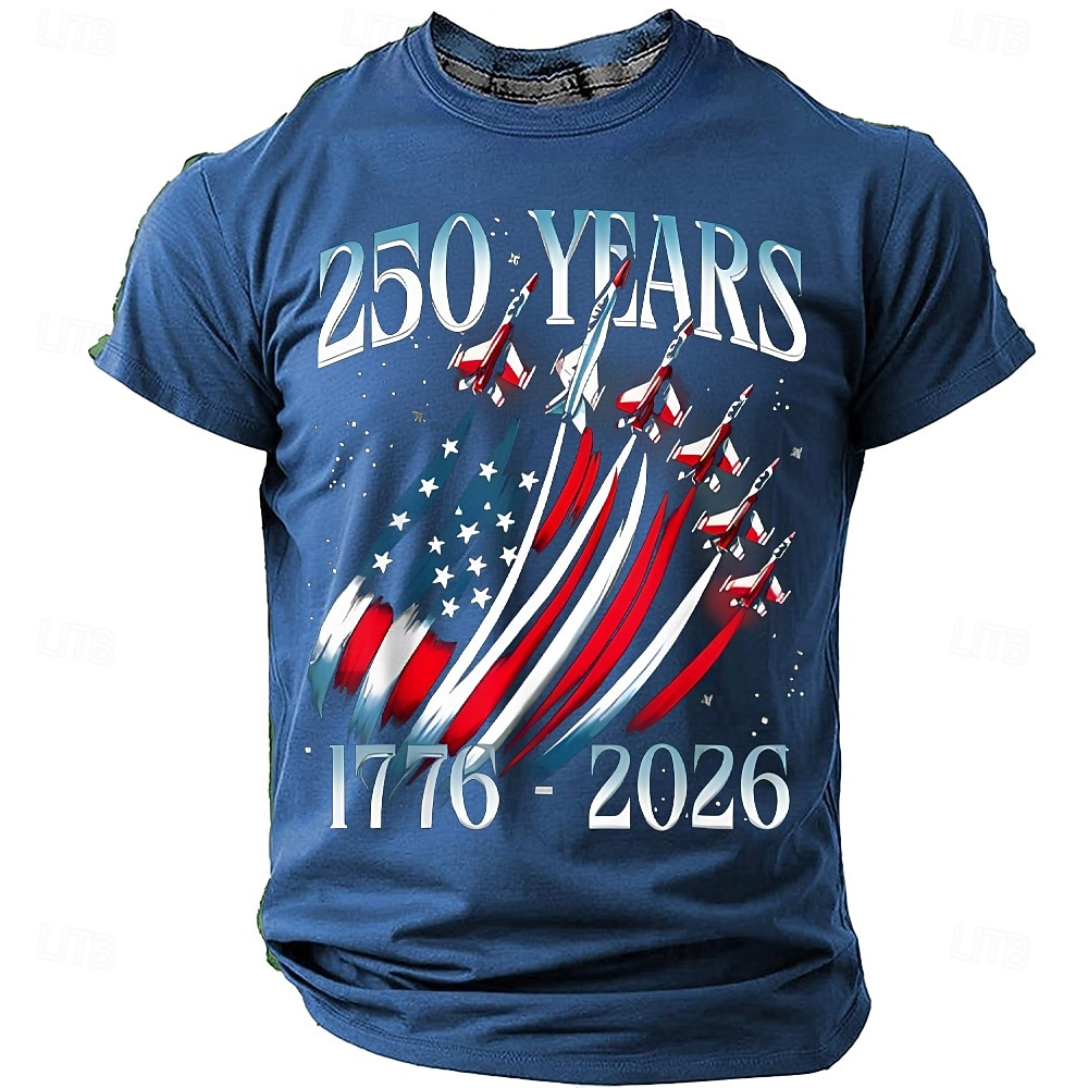 250 Years Red White Blue Fighter Jets Navy Patriotic T-Shirt, 4th Of July Men's Shirt