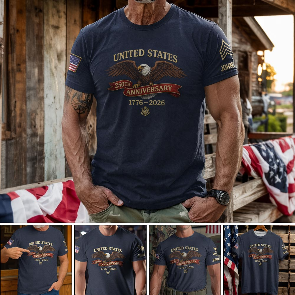 US 250th Anniversary Retro Navy Patriotic Shirt, 4th Of July Men's Shirt, Vintage Polo Shirt