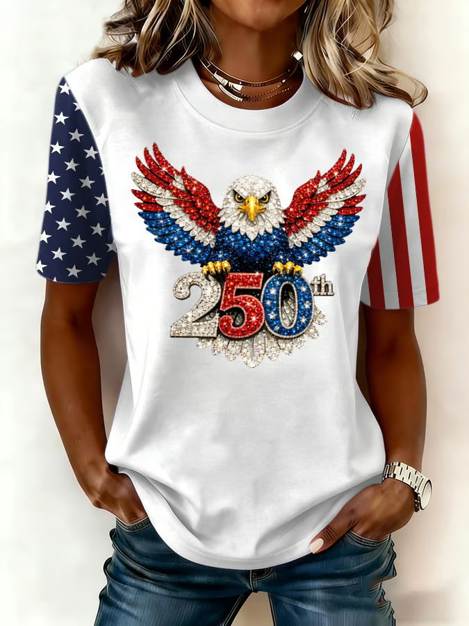 250 Years of America Eagle Shirt, USA 250th Anniversary T-Shirt, Patriotic Women Tees, 4th Of July Shirt