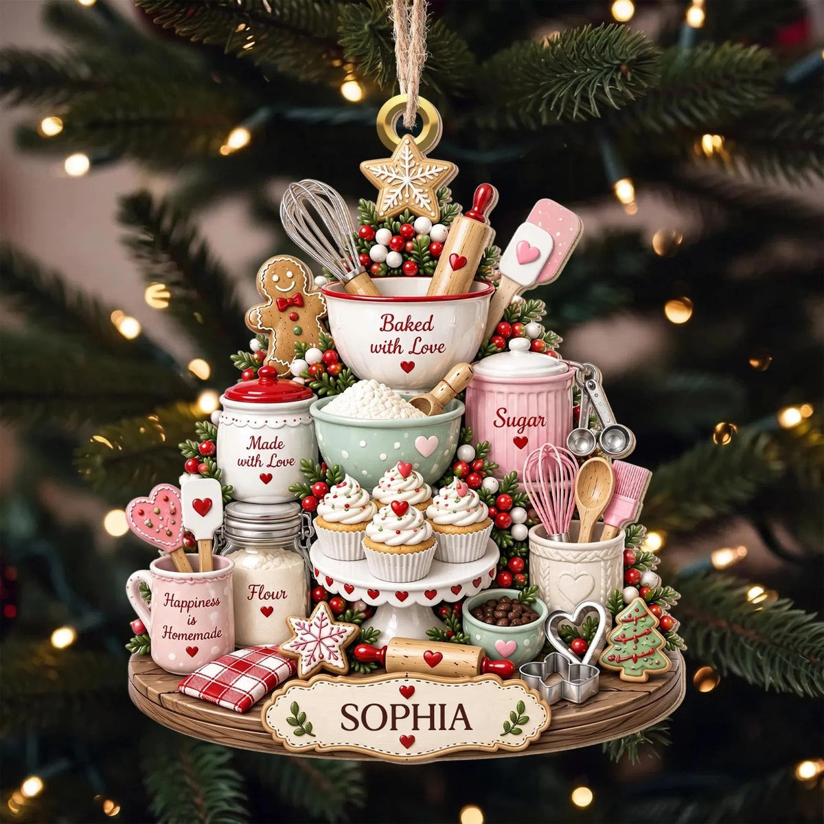 Personalized Baking Christmas Ornament, Acrylic Ornament For Baker, Christmas Gift