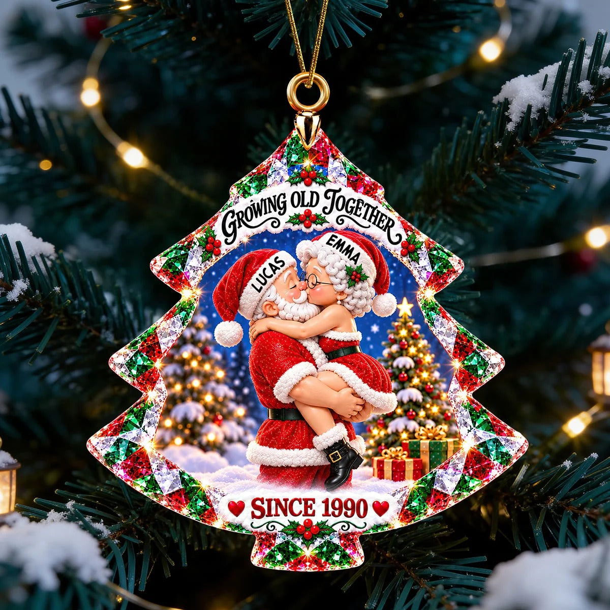 Custom Santa Couple Acrylic Ornament, Christmas Ornaments, Christmas Decorations