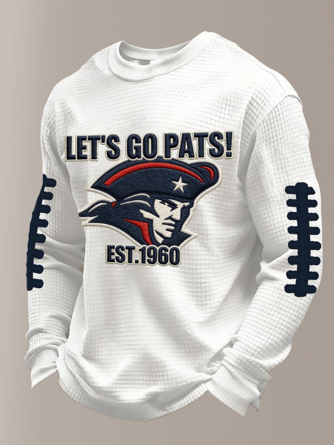 Let's Go Pats Est 1960 Football American Football Team Long Sleeve Football Shirt, Football Fans Printed Shirt