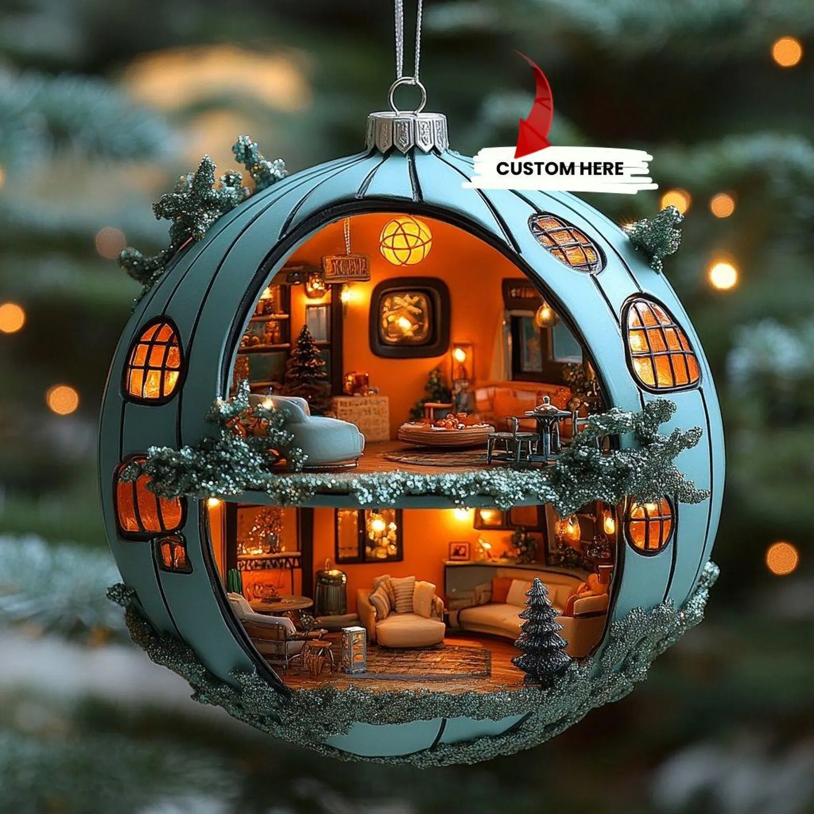 Miniature House Ornaments, Mini Christmas House Cozy Christmas Decor, Family Christmas Gift