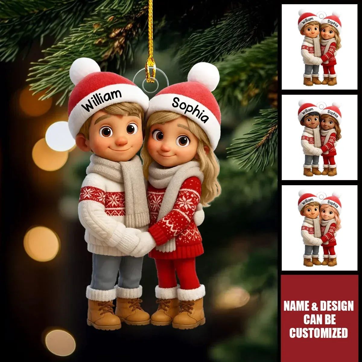 Custom Couple Acrylic Ornament, Christmas Ornaments, Christmas Gift for Couples