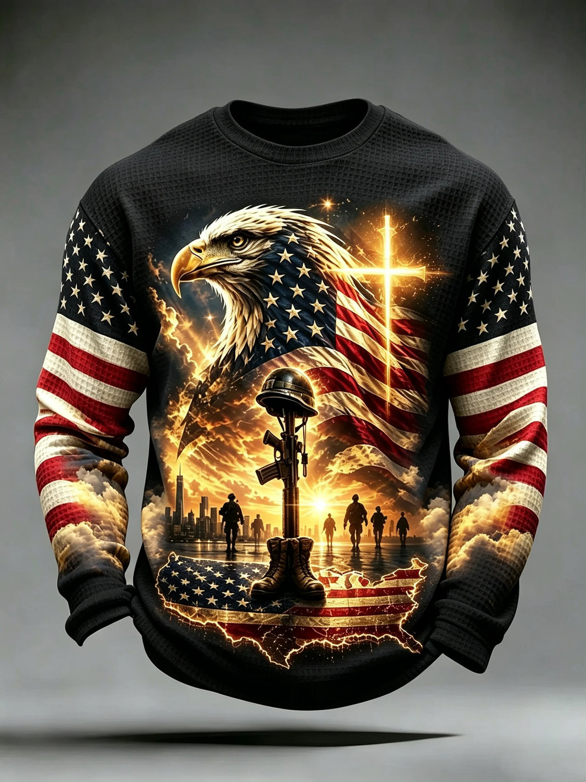 Eagle Cross Soldier Long Sleeve Shirt, Veterans Day Shirt, Mens Patriotic Shirt