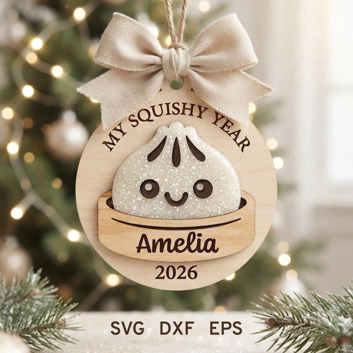 My Squishy Year Wood Ornament, Personalized Christmas Ornament, Christmas Gift
