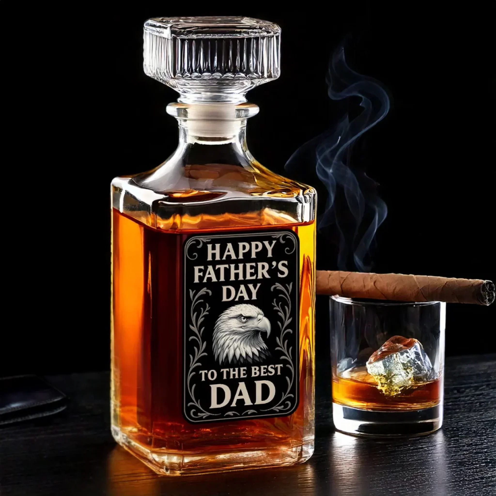 Happy Father's Day To The Best Dad Whiskey Decanter Set American Glassware Wine Glasses Set