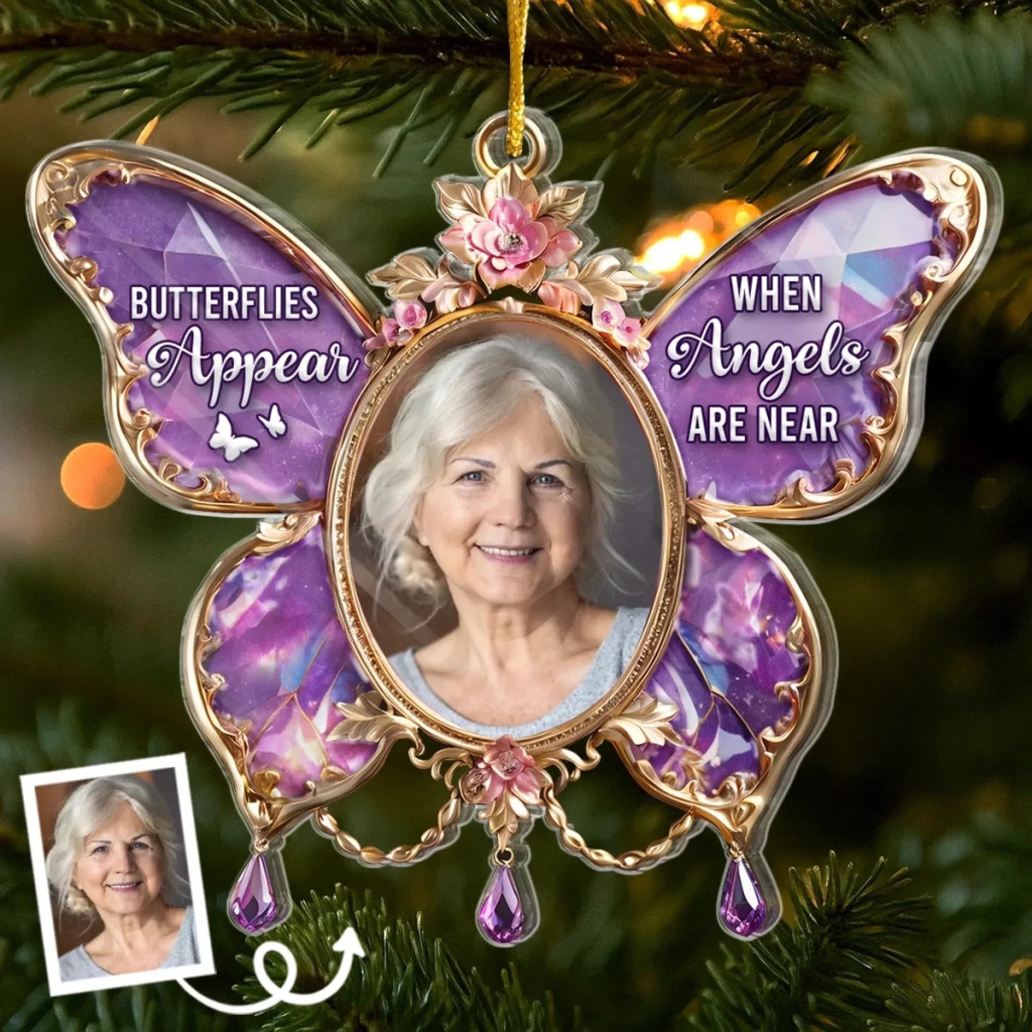 Always Loved Never Forgotten Custom Photo Acrylic Ornament, Chrismas Memorial Sympathy Gifts For Loss, Christmas Tree Ornaments
